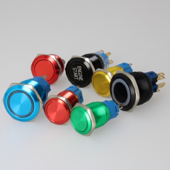 Oxidation colored metal button switch 12mm16mm19mm22mm with wire waterproof high current 5A welding foot